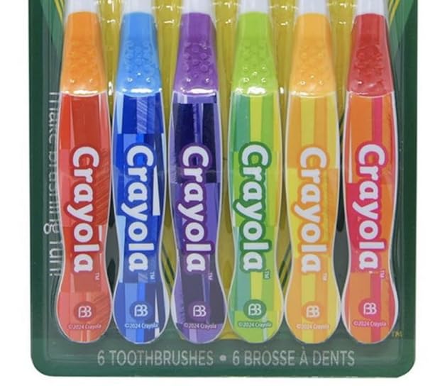 Brush Buddies Crayola Kids Toothbrush Set, Soft Bristles, 6-Pack