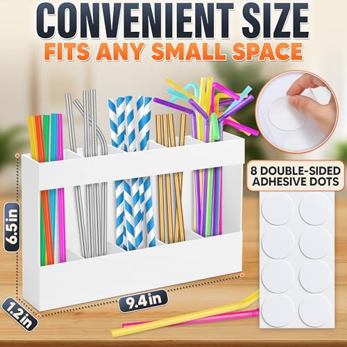 VIKROM Peel and Stick Straw Holder for Cabinet Door, 9.5 Inch White