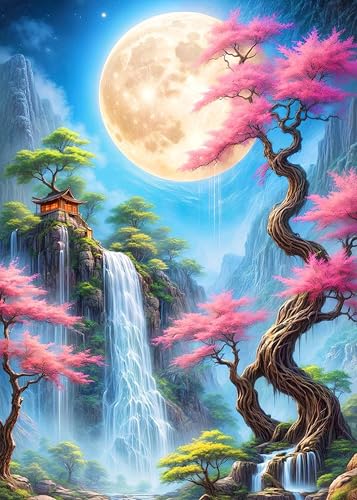 Moon Tree 5D Diamond Art Painting Kit for Adults - 12x16 Inch