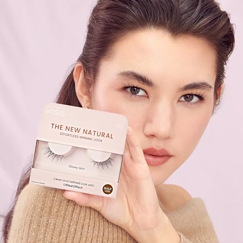 KISS The New Natural False Eyelashes Glowy Skin 12mm Natural Volume Reusable