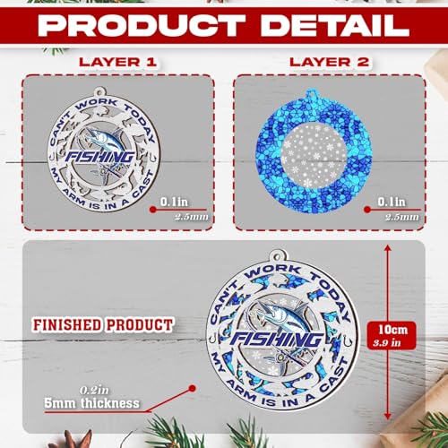Fishing Christmas Ornament - Suncatcher Fisherman Gift for Tree
