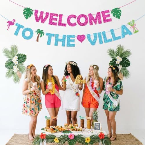 Welcome to The Villa Banner - Tropical Bachelorette Party Decor