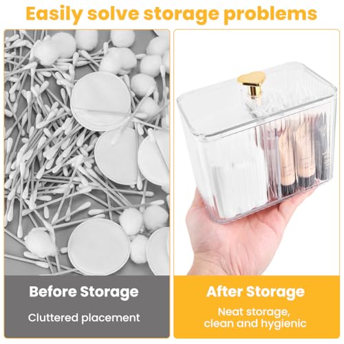Kakalote 3-Compartment Q-Tip Holder & Makeup Organizer - Transparent