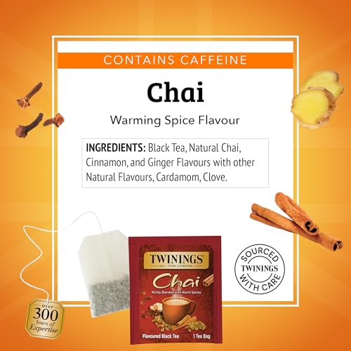 Twinings Chai Black Tea Bags, 100 Count - Richly Spiced & Caffeinated