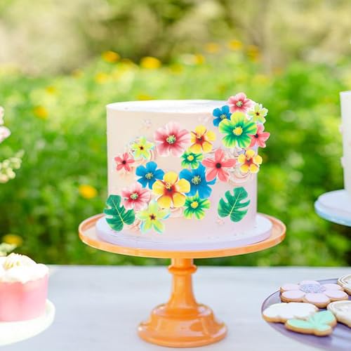 83 PCS Edible Tropical Palm Leaves & Hawaii Flowers Cupcake Toppers - Design 14