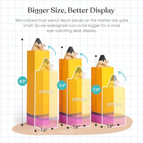 Wooden Pencil Table Decorations - Set of 3 for Back to School