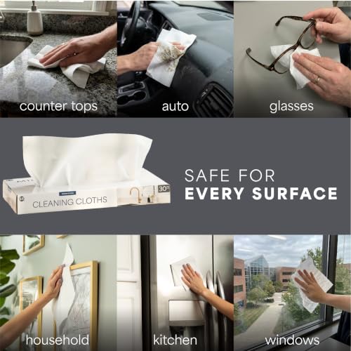 Microfiber Cleaning Cloths 30 Pack - Reusable White Kitchen & Household Rags