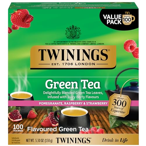 Twinings Green Tea Bags with Pomegranate, Raspberry & Strawberry - 100 Count