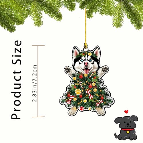 Siberian Husky Christmas Ornament - Hand-Painted Wooden Decor