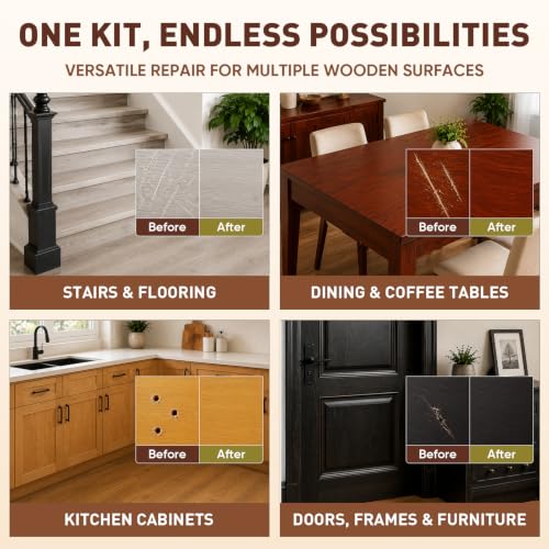 DAWNIGO 24-Color Wood Furniture Repair Kit with Applicator Brush