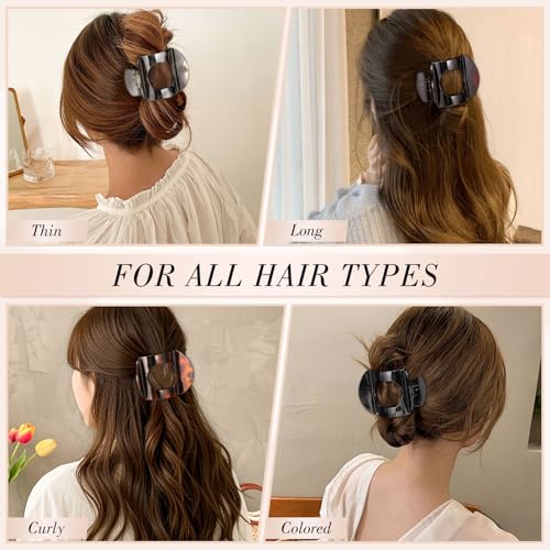 Flat Hair Claw Clips 6-Pack - Tortoiseshell Non-Slip French Barrettes