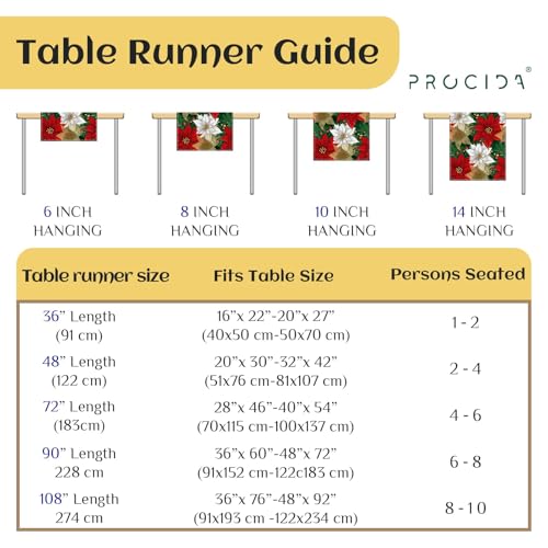 Christmas Poinsettia Table Runner 13x48 Inch Burlap Holiday Decor for Home & Kitchen