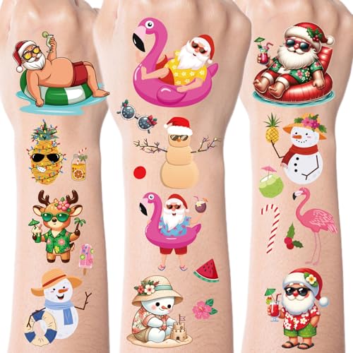 INCOK Summer Christmas Temporary Tattoos 200+ Designs Party Favors