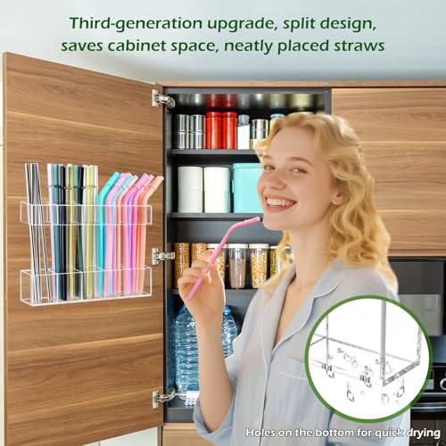 Acrylic Straw Holder for Cabinet Door - Space-Saving Organizer