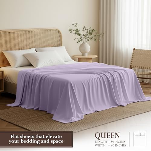 Ultra Soft Queen Size Flat Sheet - Lavender Microfiber Bedding