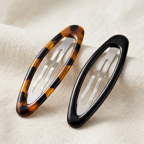 8 Pcs Enamel Metal Hair Barrettes Snap Clips Non-Slip Hairpins
