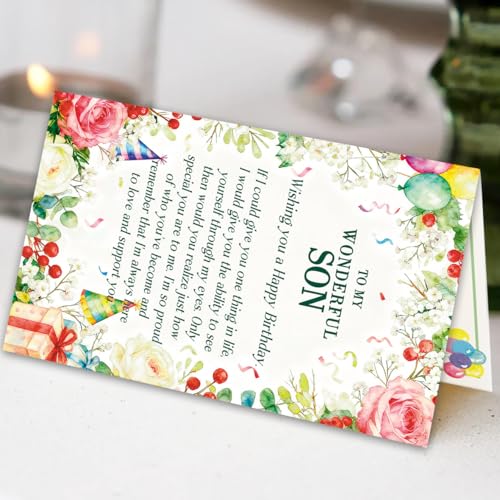 Son Birthday Card with Loving Message from Mom or Dad, 8 x 5.3 Inches