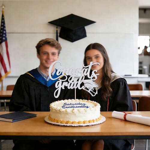 Congrats Grad Cake Topper - Class of 2026 Graduation Decor