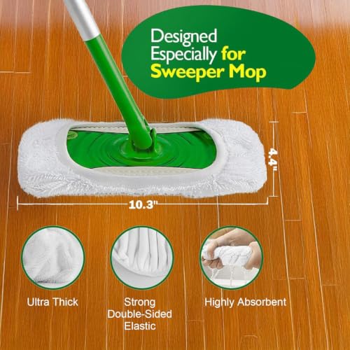5 Pack Reusable Microfiber & Chenille Mop Pads for Wet & Dry Floor Cleaning