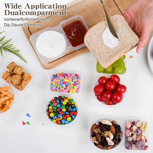 Reusable Snack Containers with Lids - 2 Compartment Portion Control Box