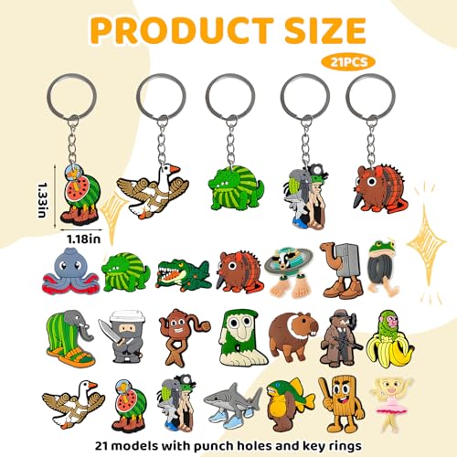 21PCS Italian Brainrot Keychain Set for Backpack Decor