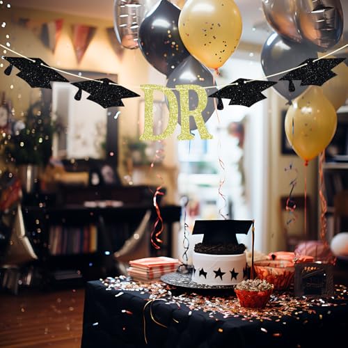 Dr Banner for 2026 Graduation Party Decorations Gold Glitter