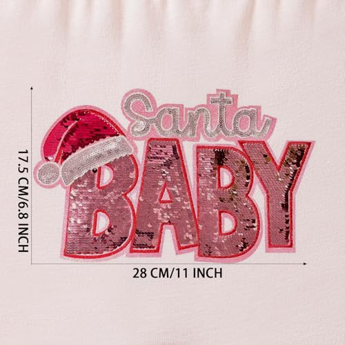Santa Baby Large Sequin Embroidered Iron-On Patch for Clothing and DIY
