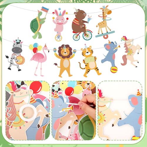 Circus Animal Birthday Party Banner & Garland Decorations Set