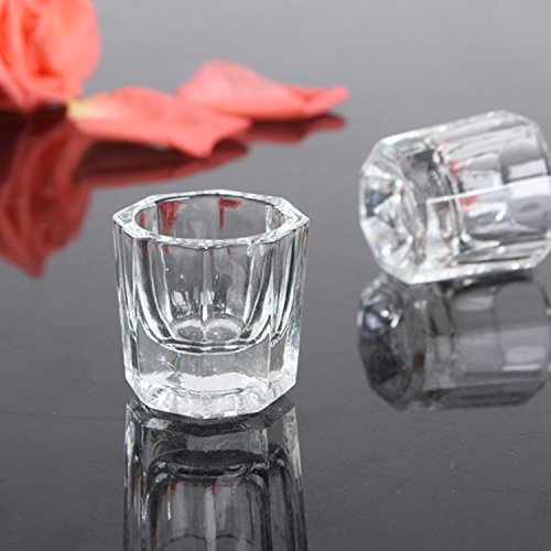 Rolabling Clear Glass Nail Dappen Dish for Acrylic Powder and Monomer Liquid