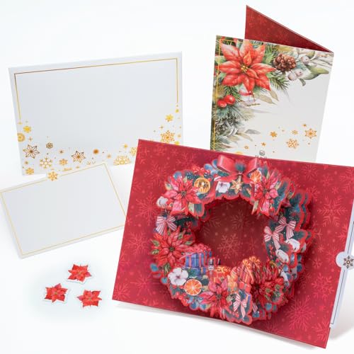 Handcrafted 3D Pop-Up Christmas Wreath Greeting Card