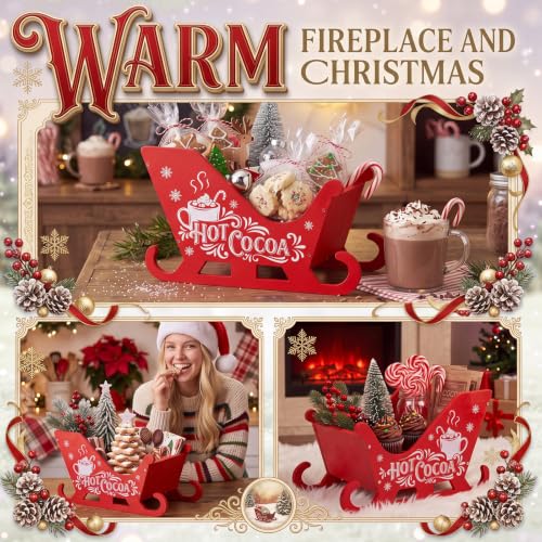 Christmas Sleigh Decor - Red Wooden Hot Cocoa Bar Tray - DIY Kit
