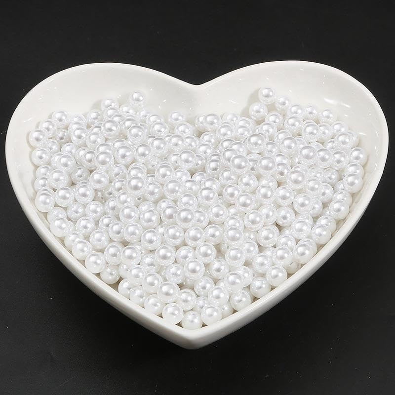 500 Pcs White Imitation Pearl Beads with Holes Assorted Sizes