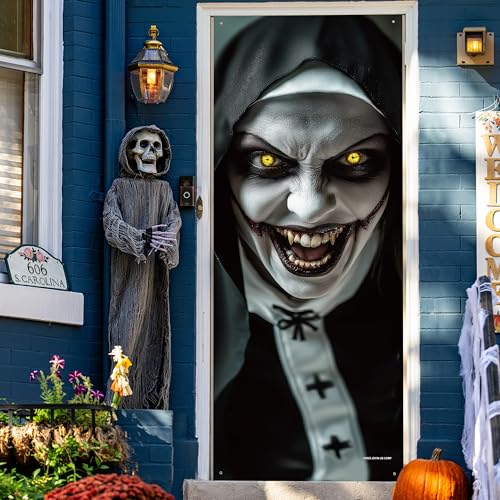 3D Zombie Nun Halloween Door Cover Decoration - 80x28 inches
