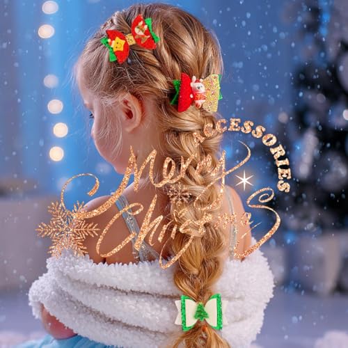 JONKY Christmas Hair Bow Clip Snowflake Xmas Tree Holiday Barrette