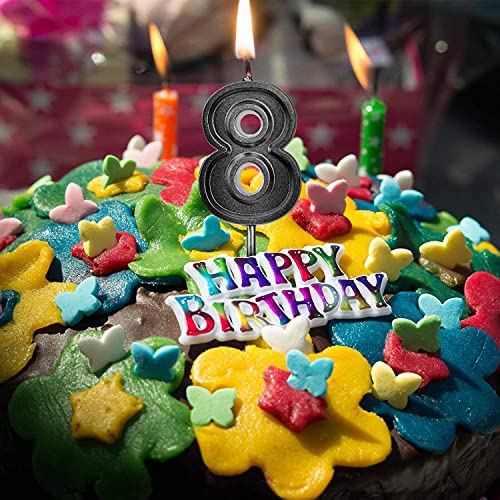 Black Glitter Number 7 Birthday Candle | Premium Cake Topper