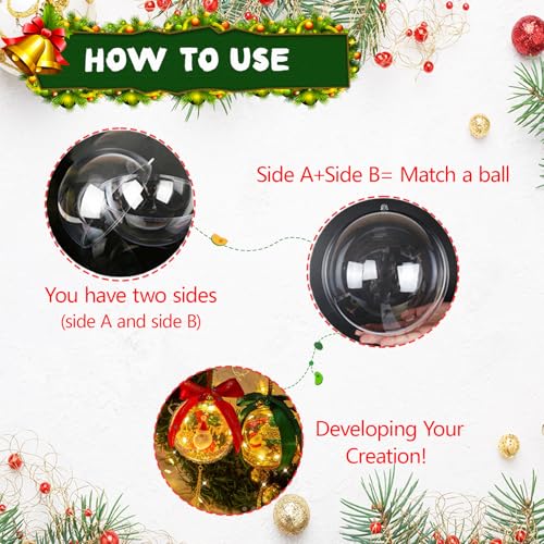 Large 8cm Clear Plastic Fillable Christmas Ornaments Set of 20