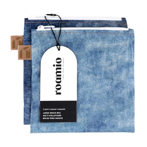 Bumkins Reusable Sandwich & Snack Bags - Large 2-Pack, Faux Denim (C4)