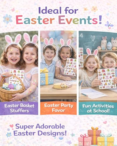 Easter Temporary Tattoos for Kids - 56 Waterproof Designs Party Favors