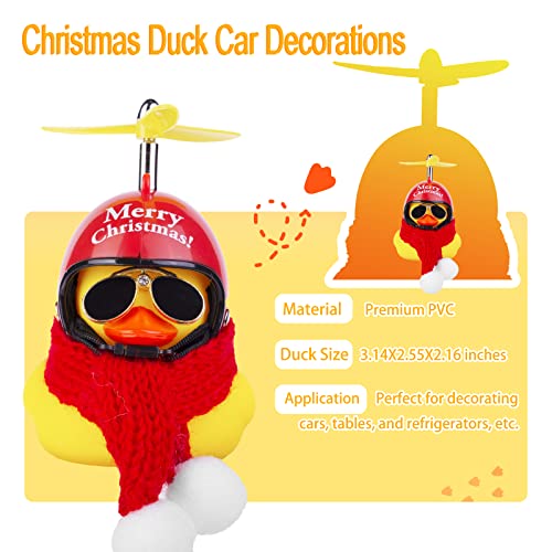 Christmas Rubber Duck Car Ornament with Helmet, Scarf & Sunglasses