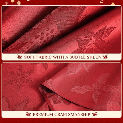 Christmas Jacquard Rectangle Tablecloth 60x84 Inch - Flower Red Variation