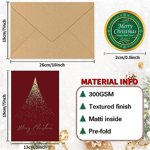 72-Pack Christmas Greeting Cards with Gold Foil Holiday Tree & Envelopes - Variation of THIS listing