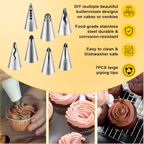 7-Piece Stainless Steel Piping Tips Set for Cake Decorating