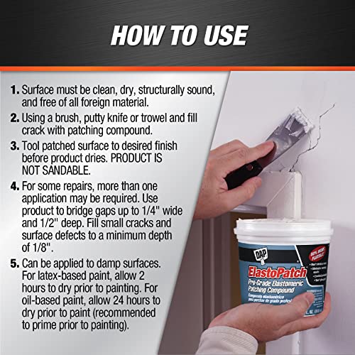 DAP ElastoPatch Flexible Wall Patching Compound, 32 Oz