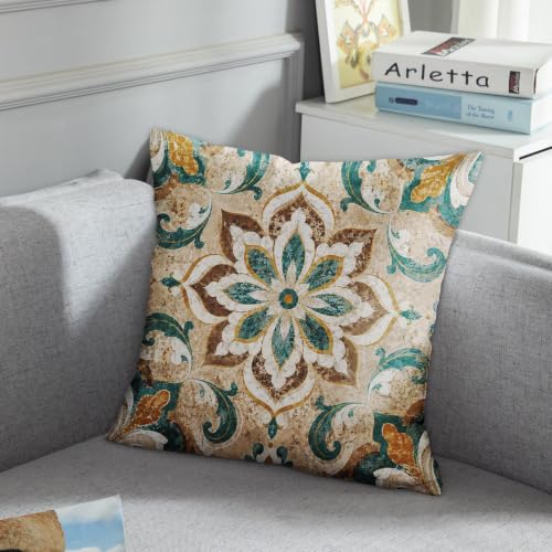 Emvency 20x20 Inch Moroccan Vintage Tile Throw Pillow Cover