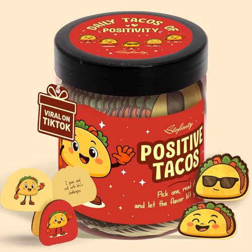 Positive Taco Jar with 60 Affirmation Cards & Wooden Stand