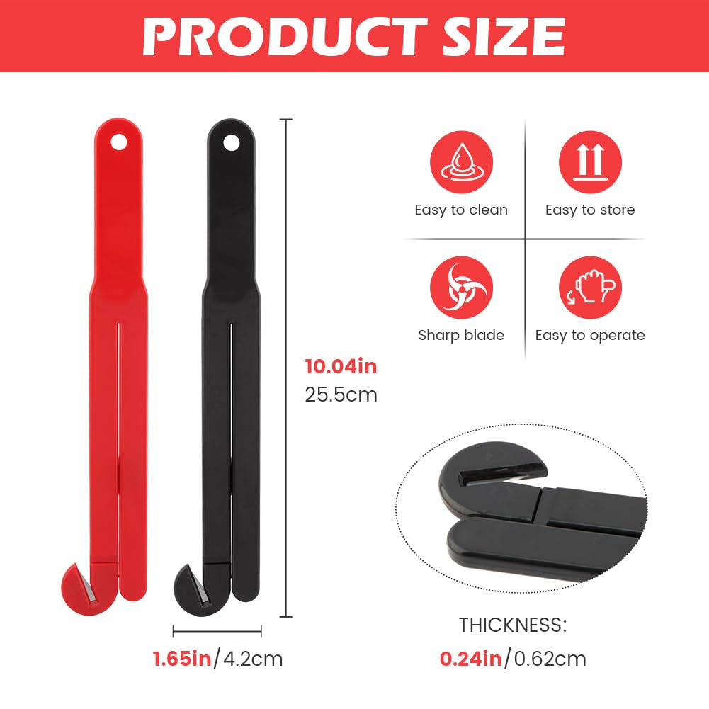 2pcs Food Bag Pouch Cutter Opener with Stainless Steel Blade and Squeezer for Home Kitchens, Includes Hang Chain and Suction Cup for Easy Storage(COLOR:Black+Red)