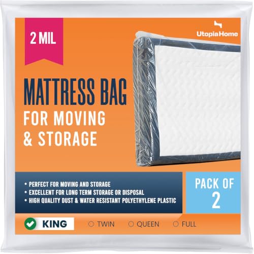 Utopia Home Pack of 2 King Mattress Bags - 2 Mil Thick Moving & Storage Cover