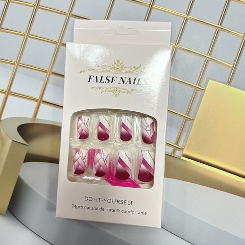 Wine Red Medium Square Press on Nails Glossy False Nails Set