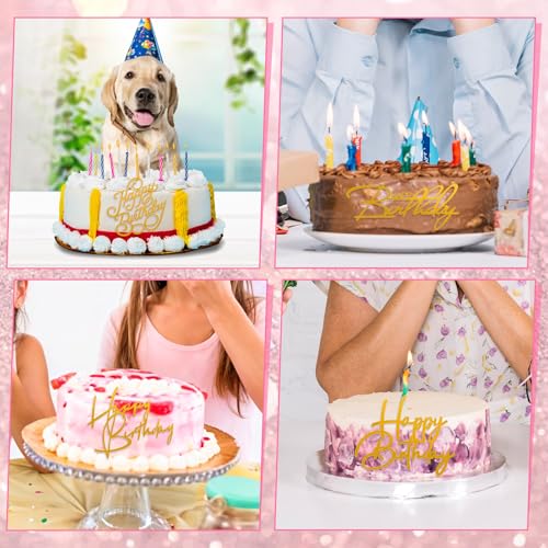 Gold Happy Birthday Cake Topper Set - 6 Styles Acrylic Decor