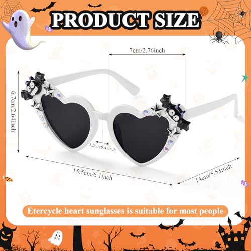 Gothic Heart Shaped Halloween Sunglasses - Bat Wing Pumpkin Design